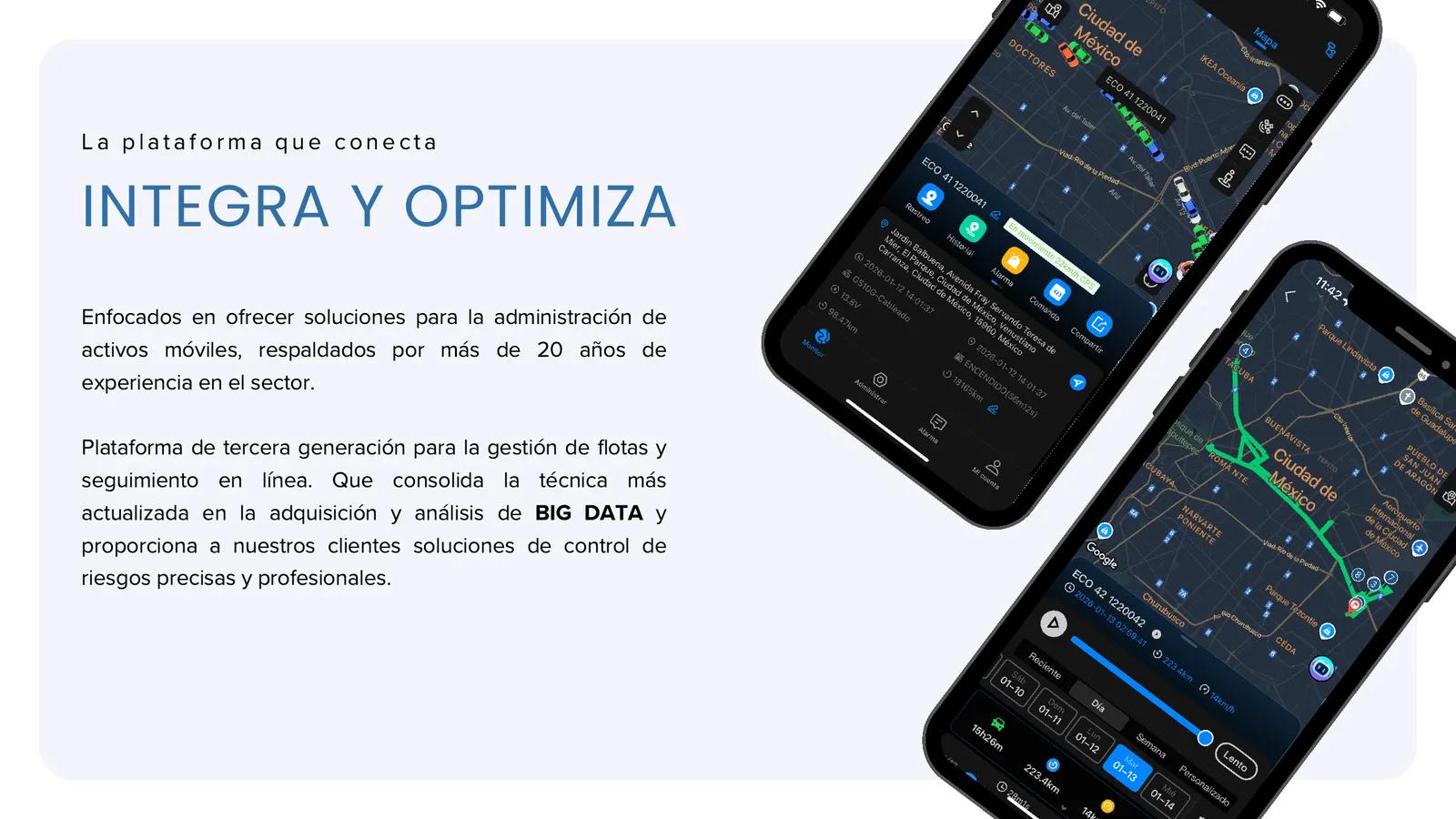 App IOPGPS en dispositivos móviles — plataforma que conecta, integra y optimiza